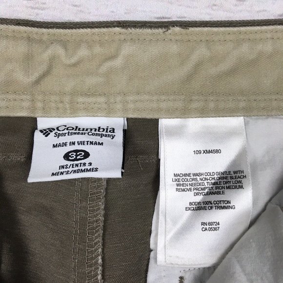 Columbia Cargo Shorts Mens 32 ins 9 Thick and Durable Zipper Pocket Trail Cotton - Picture 5 of 9